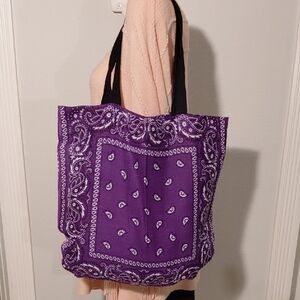 Purple Paisley Bandana Tote Bag